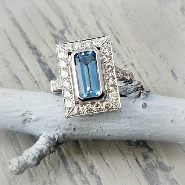 emerald cut aquamarine ring