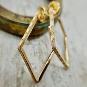 geometric gold diamond earrings