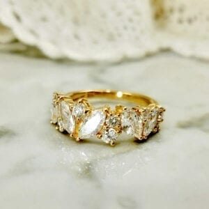 marquise diamonds in yellow gold band