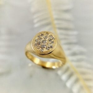 Gold diamond signet ring