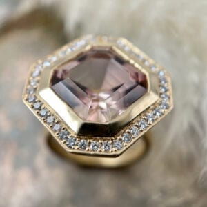 Asscher Pink Tourmaline Ring