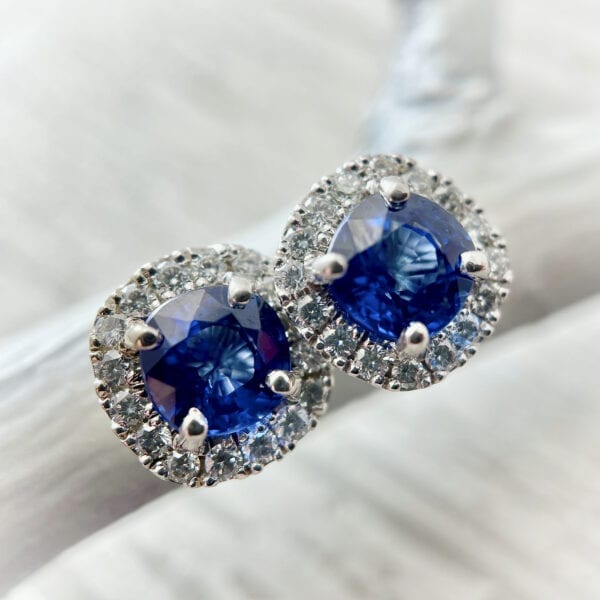 Sapphire halo stud earrings