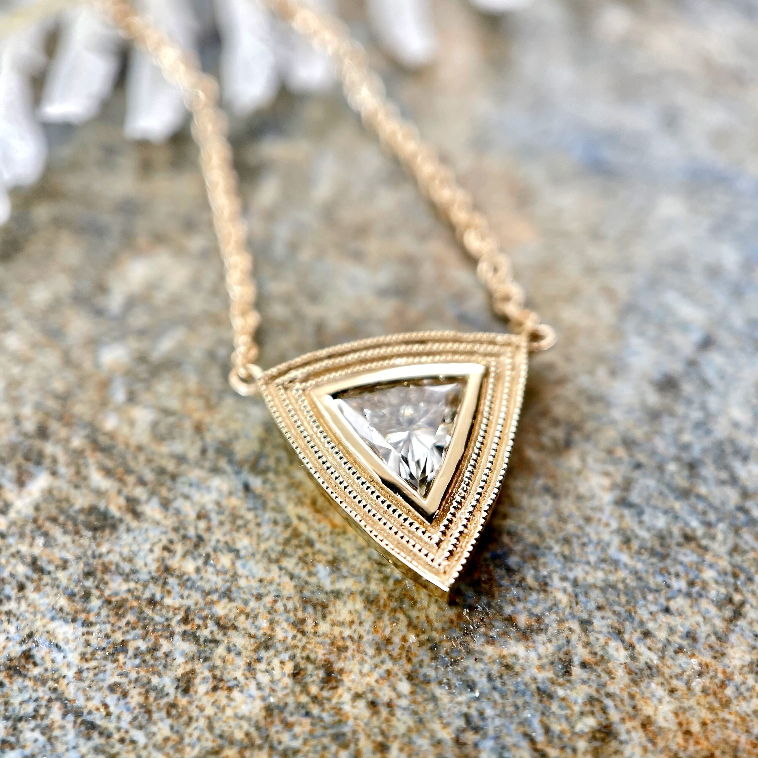 14K Yellow Gold Trillion Diamond Necklace Single Stone Necklace Trillion  Cut Diamond Pendant Dainty Layering Necklace Gift for Her - Etsy