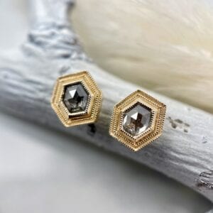 Hexagon rose cut diamond earrings