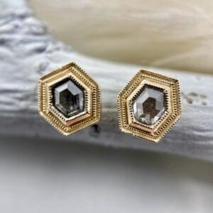 Hexagon rose cut diamond earrings