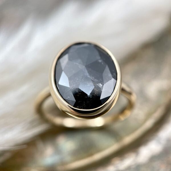 Rose cut oval diamond ring