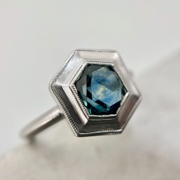Hexagon sapphire ring