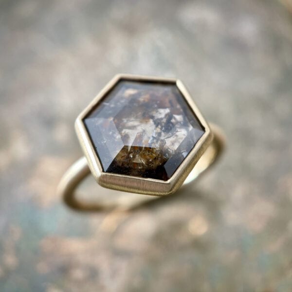 Hexagon rose cut diamond ring