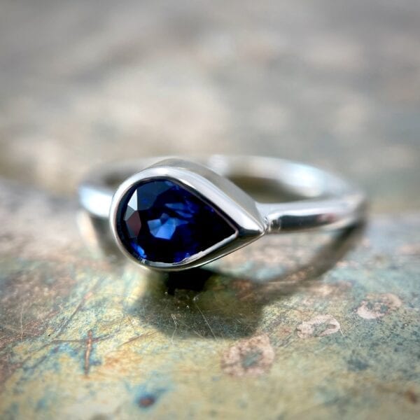Pear shaped sapphire ring