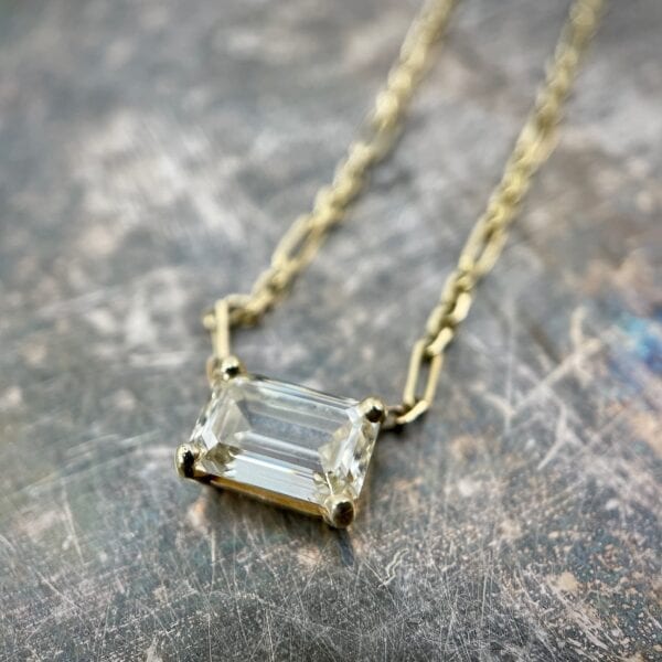 emerald cut diamond pendant necklace