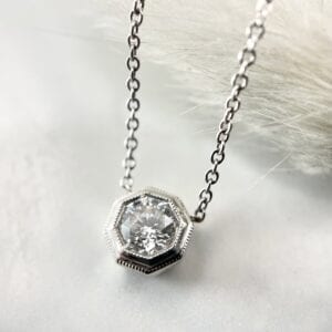 Hexagon diamond pendant necklace