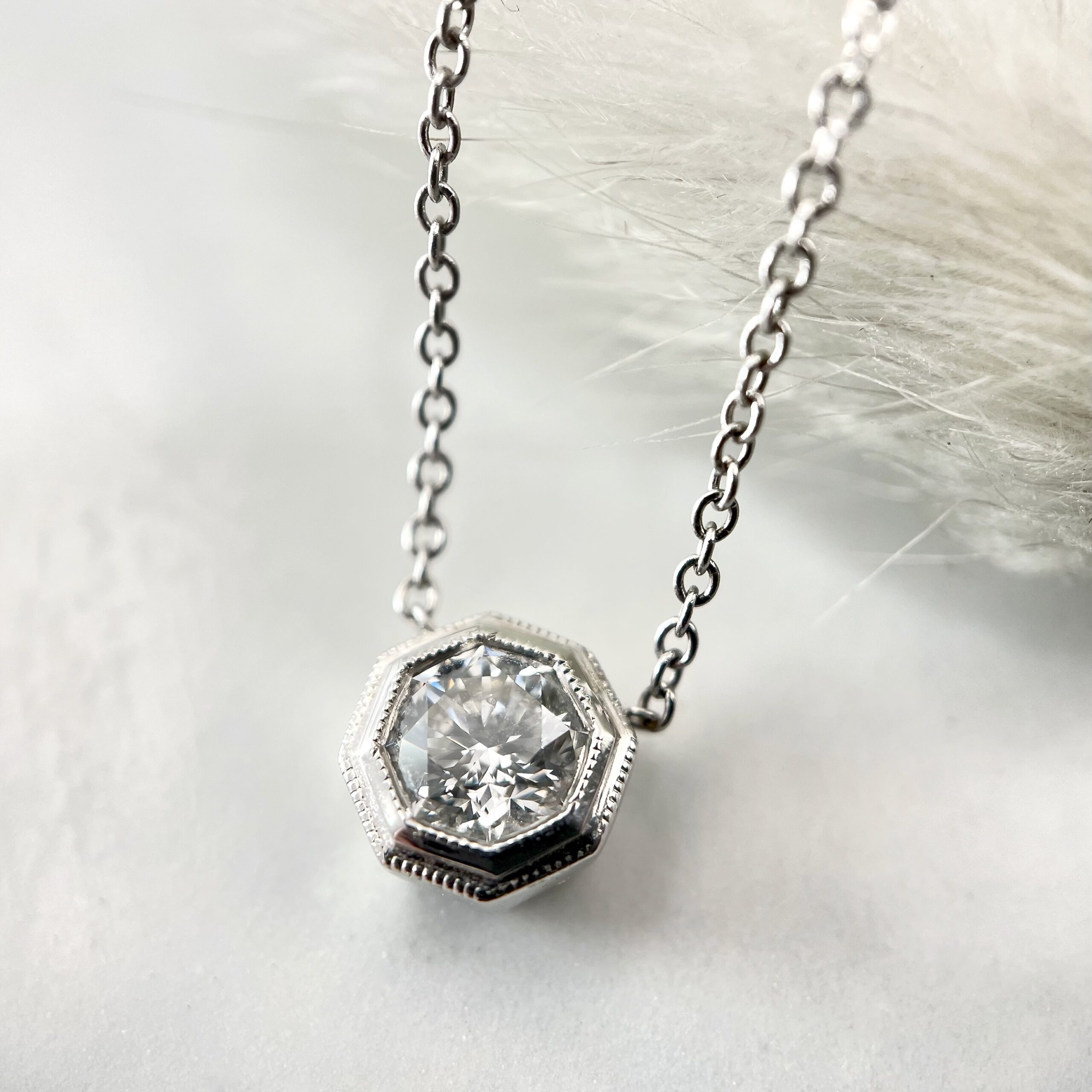 Hexagon Diamond Pendant Necklace-SOLD - Sholdt Jewelry Design