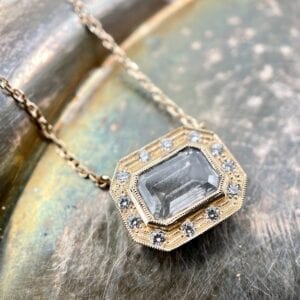 Emerald cut diamond pendant necklace