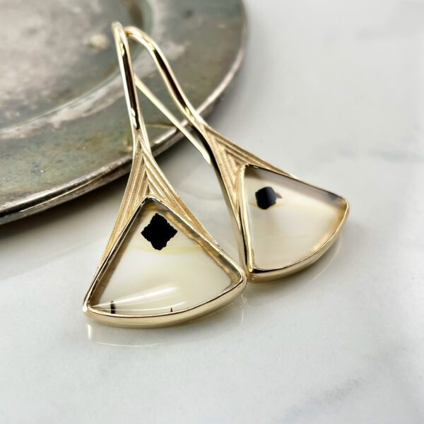 Agate fan shaped earrings