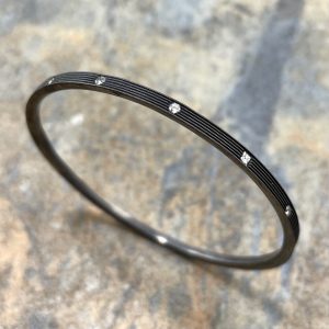 Blackened silver diamond bangle bracelet