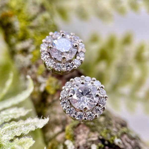 Diamond halo earrings