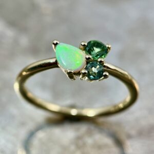 Opal sapphire cluster ring