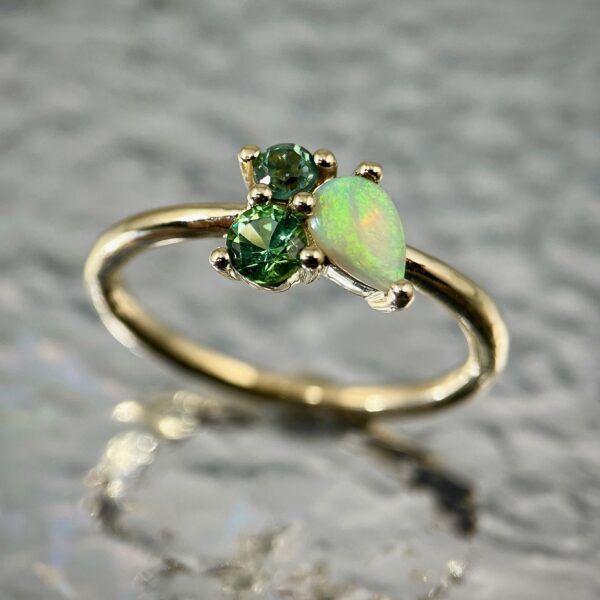 Opal sapphire cluster ring