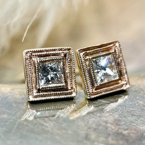 Princess cut diamond earrings