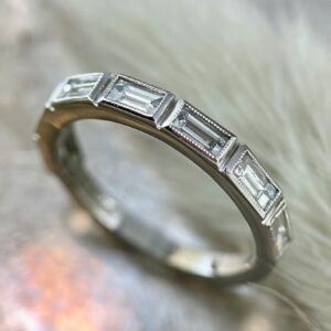 White gold baguette band
