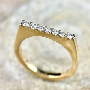 French set diamond bar ring