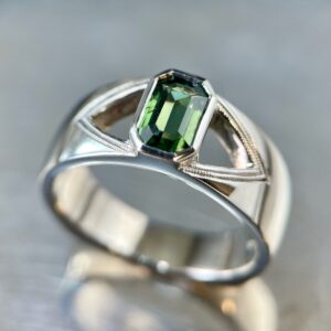 Emerald cut sapphire ring