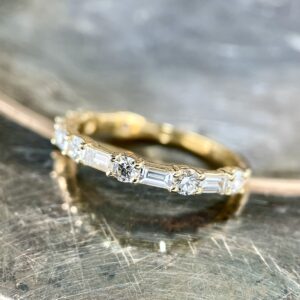 Round and baguette diamond band