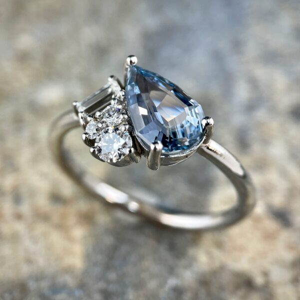 Sapphire diamond cluster ring