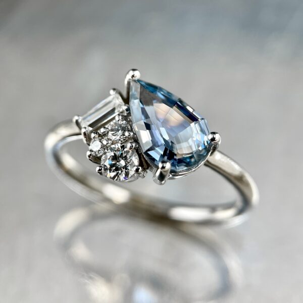 Sapphire diamond cluster ring