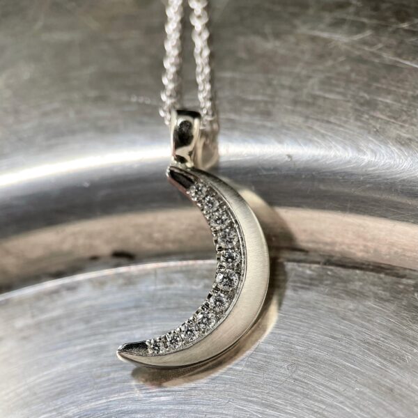 moon pendant necklace with diamonds