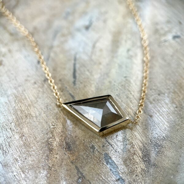 Rose cut kite-shaped diamond necklace