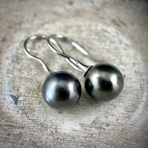Black Tahitian pearl drop earrings