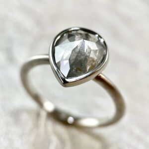 Rose cut pear diamond ring