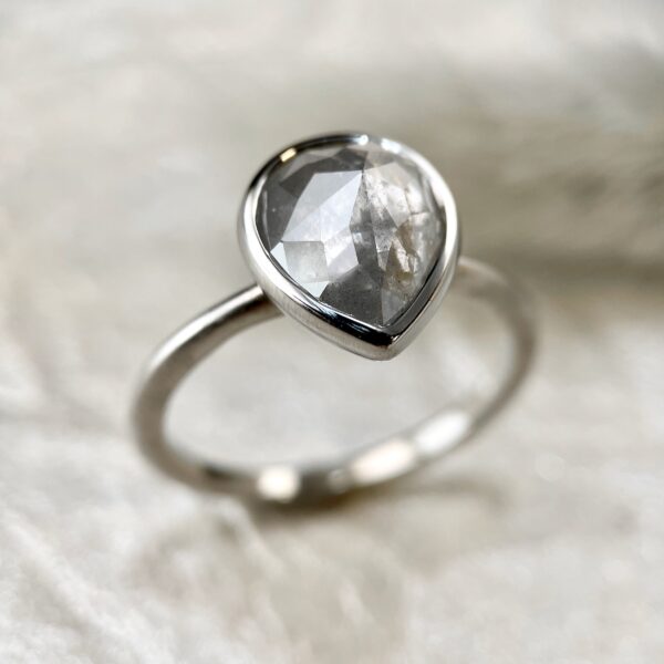 Rose cut pear diamond ring
