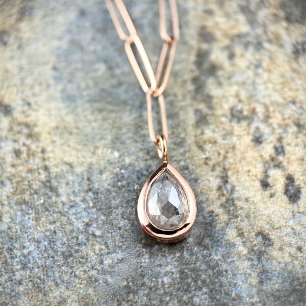 Pear shaped rose gold pendant