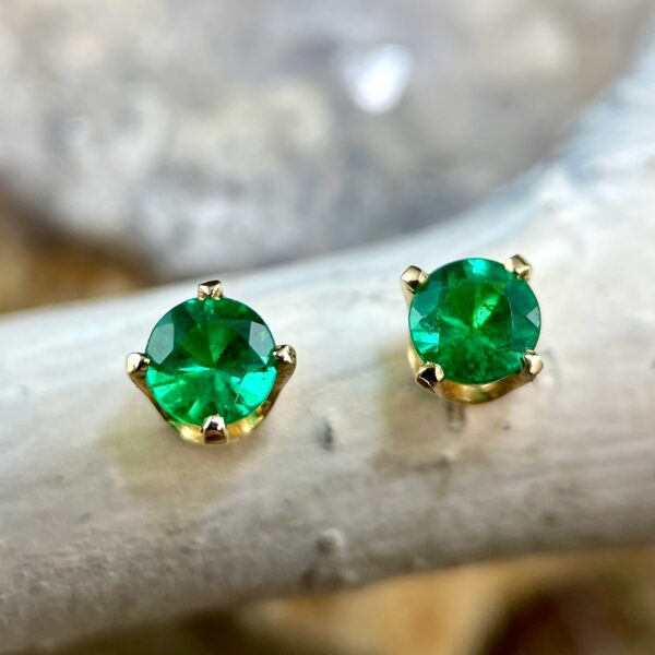 Emerald Prong Stud Earrings