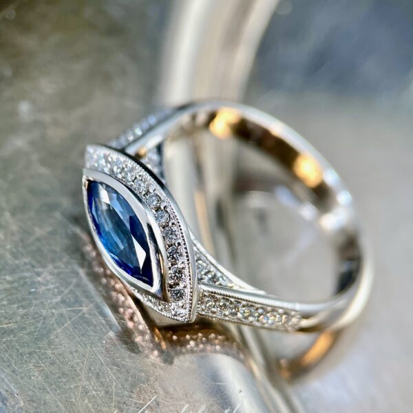 Marquise Sapphire Halo Ring