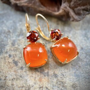 Orange chrysophase garnet leverback earrings