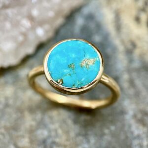 Turquoise gold bezel fashion ring