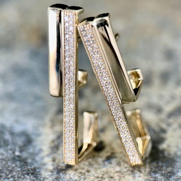 Modern gold diamond earrings