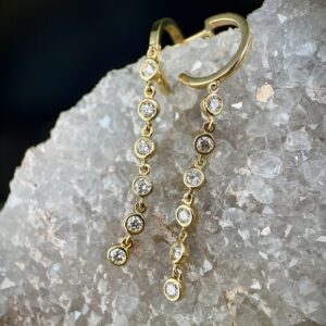 Stud hoop diamond drop earrings