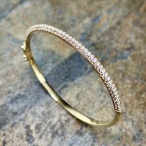 Yellow gold hinged diamond bracelet