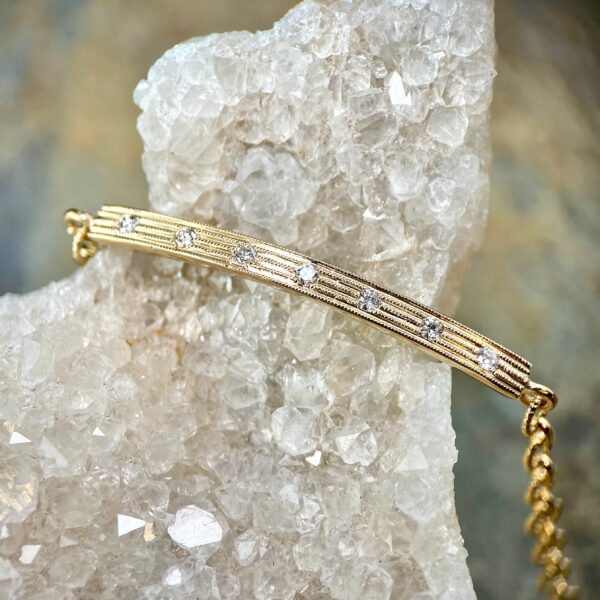 Yellow gold diamond bar bracelet