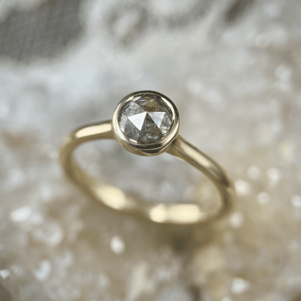 Rose Cut Diamond Bezel Ring - R 523 in Yellow Gold- SOLD - Sholdt ...