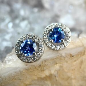 Sapphire halo stud earrings