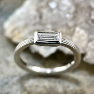 Lab grown baguette diamond ring