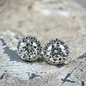 Lab grown diamond halo earrings