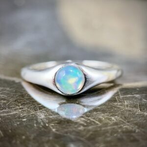 Opal Signet Ring in White Gold