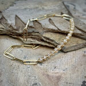 Diamond Paperclip Link Tennis Bracelet