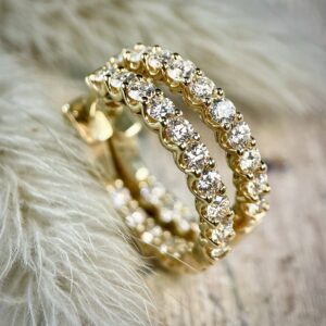 Inside Outside Diamond Huggie Earrings